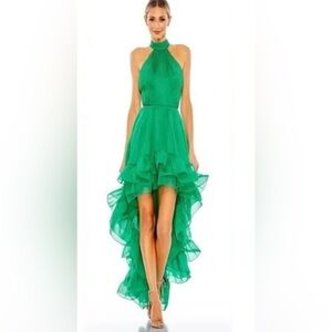 Mac Duggal NWOT 55807 Size 0 Green High Low Halter Neck Dress